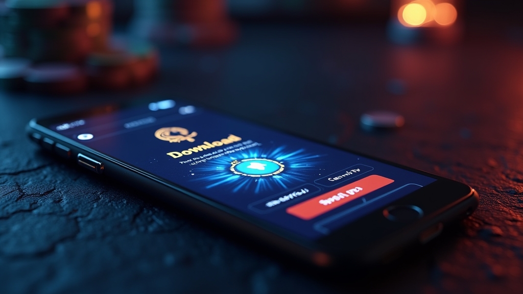 Teléfono con la descarga segura de la app Orobet en un entorno de casino